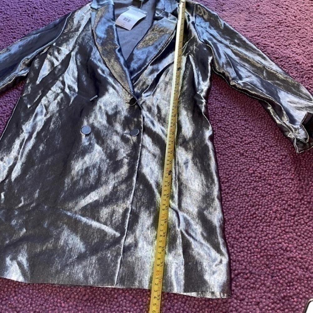 NWT Topshop top shop Metallic Blazer Dress shiny grey silver jacket dress mini 6 - Picture 4 of 7